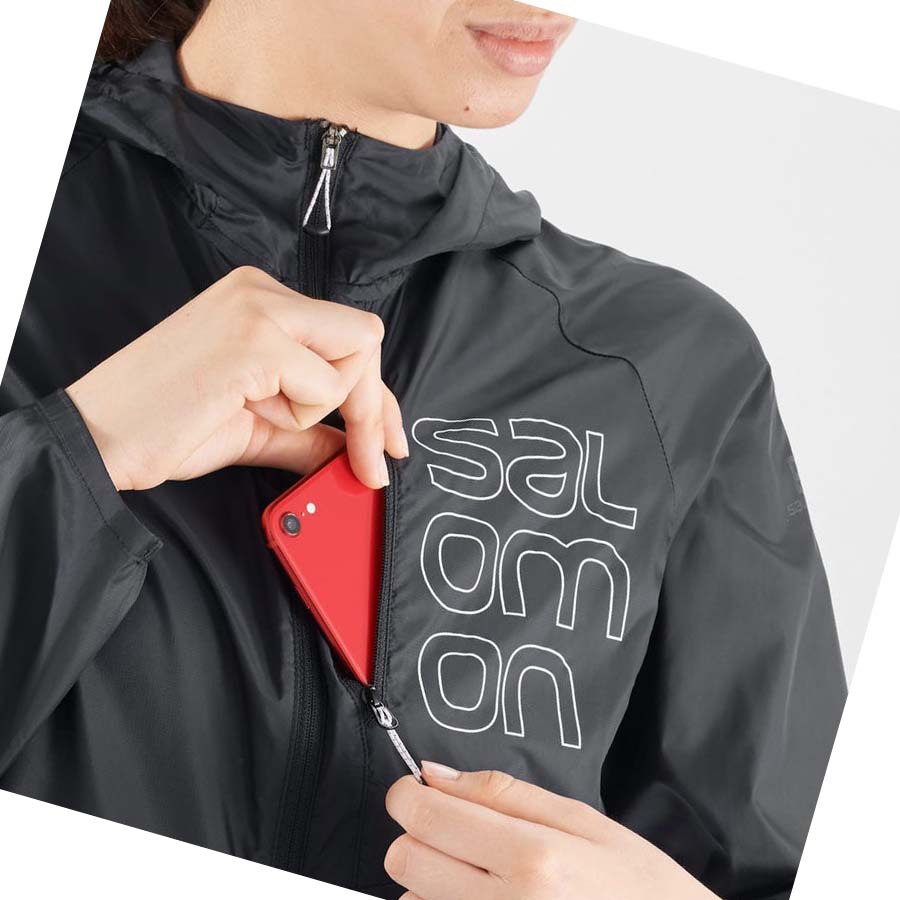 Salomon BONATTI CROSS WIND WINDBREAKERS Kabát Női Fekete | HU 3160DFM